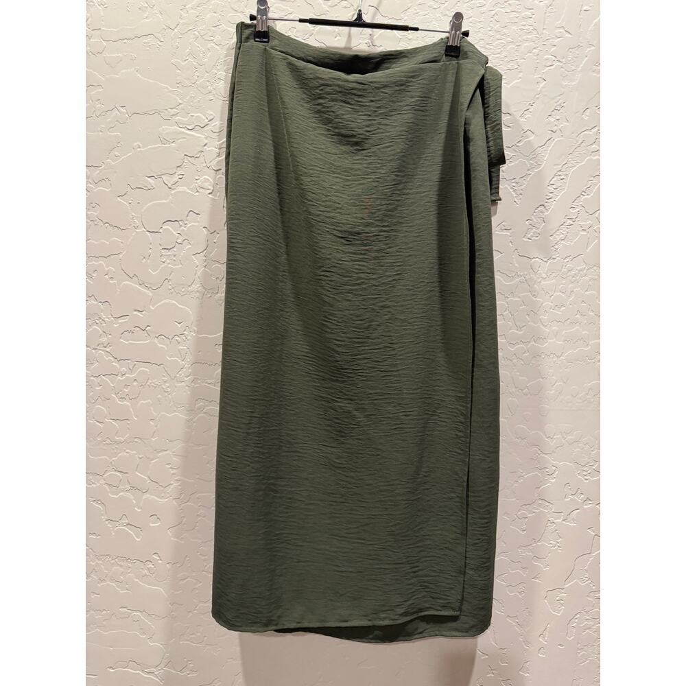 White Birch 2 Skirt Faux Wrap. Boho, Lagenlook Tan/Green. Large